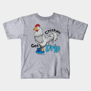 Chicken With Shoes White Blue DRIP Kids T-Shirt